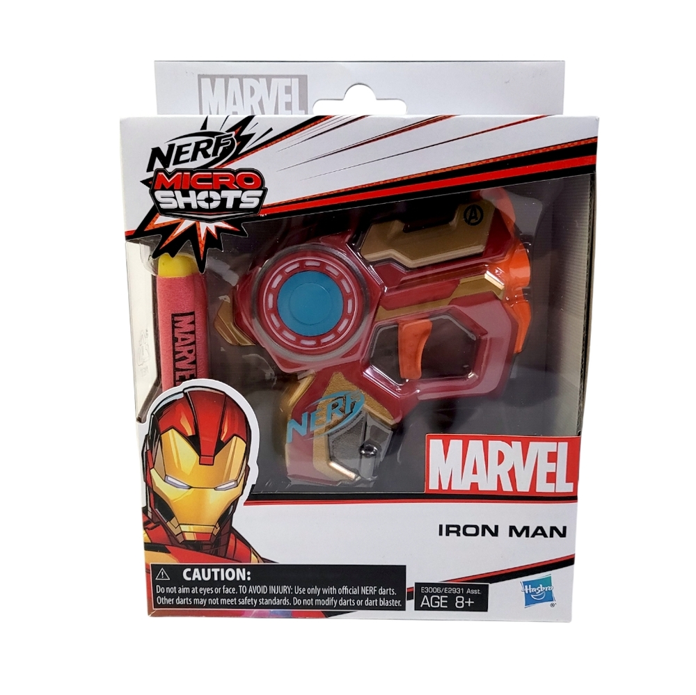 NERF Micro Shots Marvel Iron Man, Collectible MicroShots series, Iron Man
